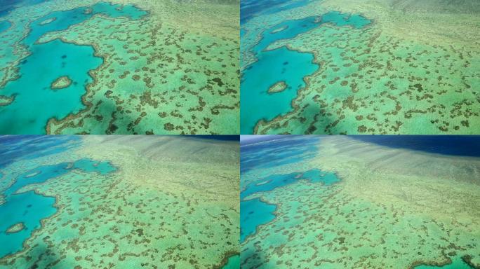 大堡礁心脏礁的空中拍摄。澳大利亚