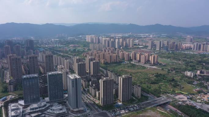 低空环绕航拍重庆蔡家地产项目发展建设空镜