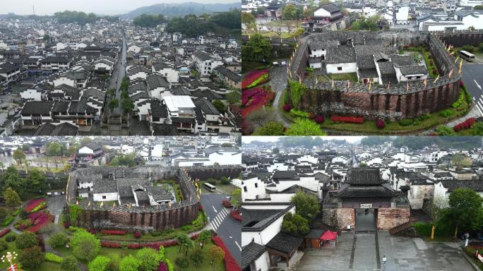 徽州古城雨景航拍