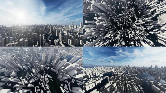 创意抽象城市多镜头组合