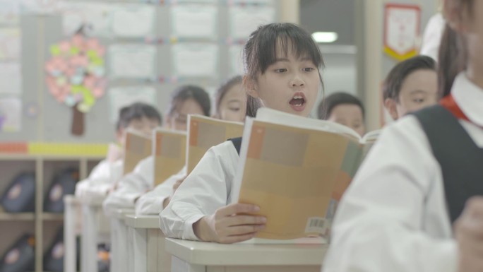 小学生教室早读朗读读书书声琅琅校园宣传片