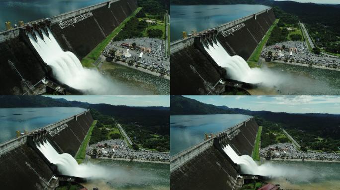 大坝泄水大坝水流水坝泄洪丰水期水资源