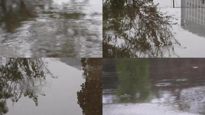 【镜头合集】下雨积水水中倒影  (2)