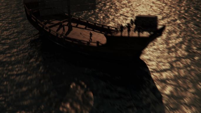 古代船队 航海 三维画面