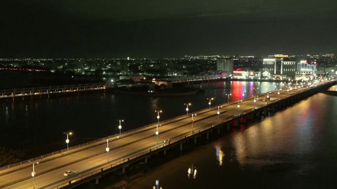 汕头外砂桥夜景澄海车流道路延时视频