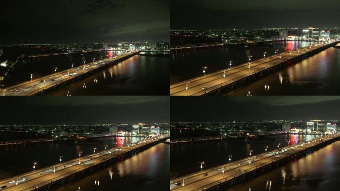 汕头外砂桥夜景澄海车流道路延时视频