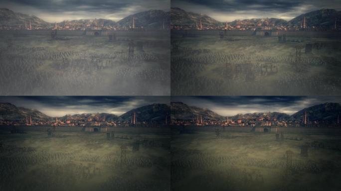 俯视大全景 古代战争 军队攻城三维