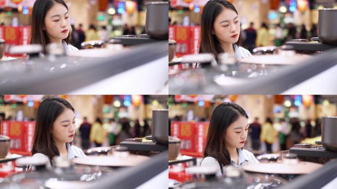 年轻都市白领逛超市购物