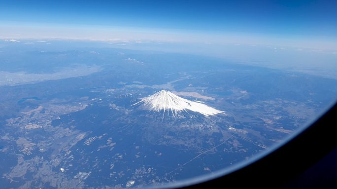 日本富士山鸟瞰图。