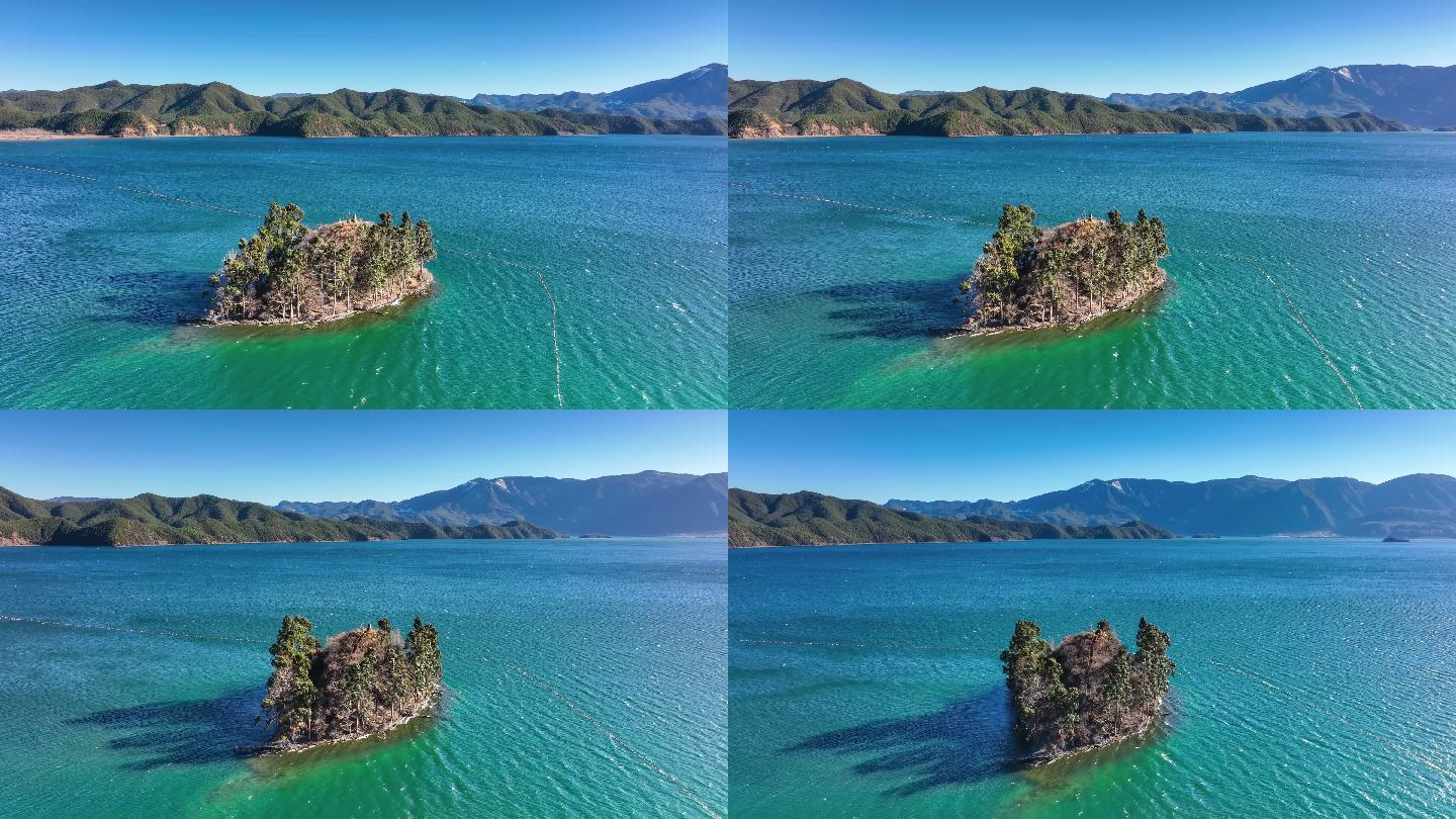 泸沽湖上形状奇特的岛屿