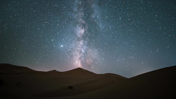 沙漠夜景银河星空延时