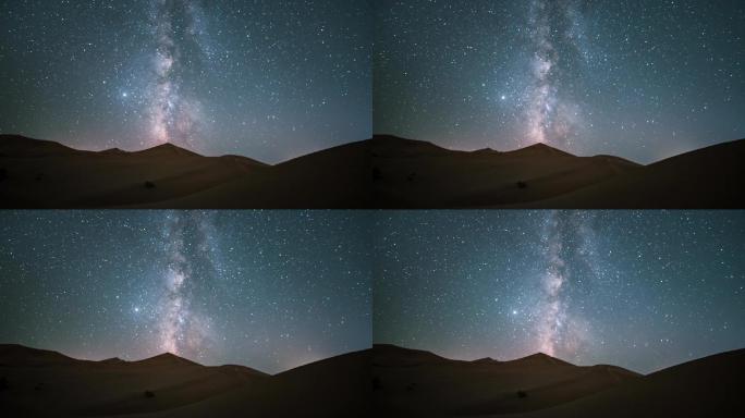 沙漠夜景银河星空延时