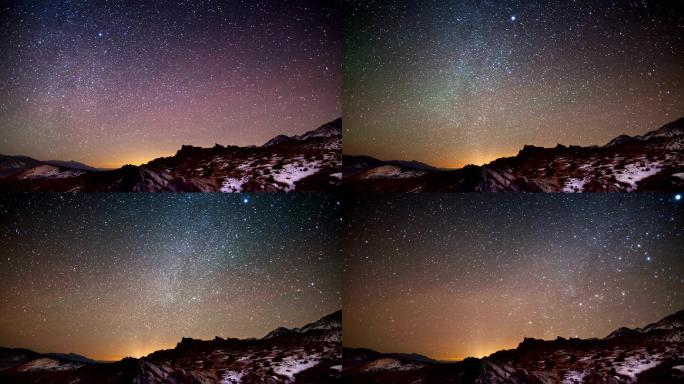 夜空时间推移梦幻银河星空夜晚舞台大自然星