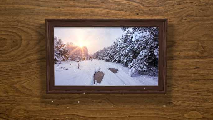 圣诞卡-3D冬季画框（Loop 4k）