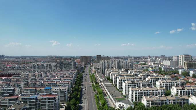 夏日青州城市建筑风光航拍