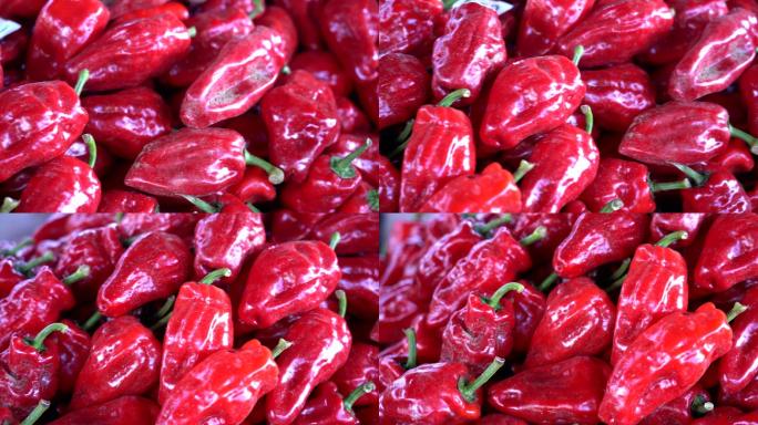 市场上新鲜有机种植的辣椒-特写镜头