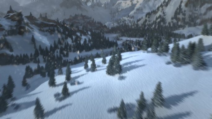 雪山 森林 雪景 航拍 三维画面