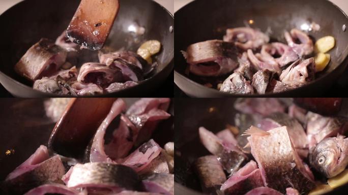 【镜头合集】厨师煎鱼防粘锅炖鲫鱼汤