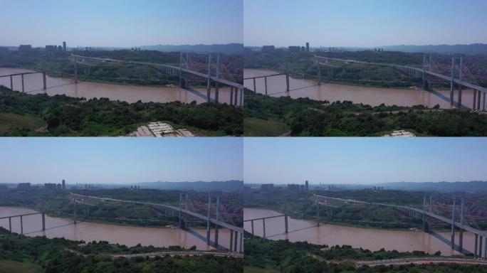 低空航拍重庆蔡家嘉陵江跨江大桥震撼空镜
