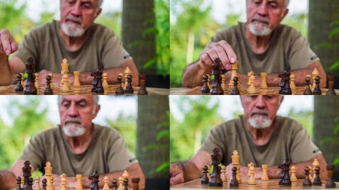 象棋高手国际象棋外国人下棋老年外国人下棋