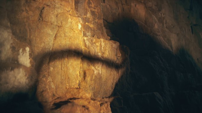 远古洞穴壁画岩画图腾历史绘画光影投影