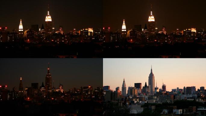 纽约市时间推移黄昏到黎明