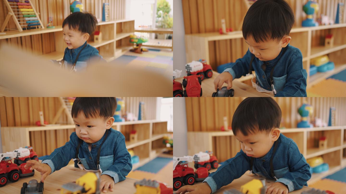 小男孩用玩具练习发展。