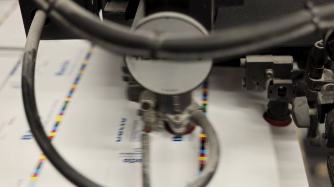 自动机器的特写镜头，分类打印纸设计