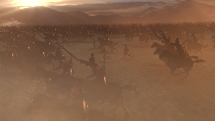 古代战争 古代军队冲锋 三维画面