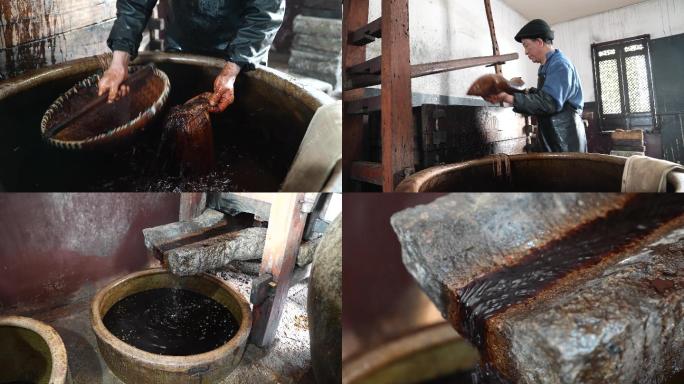 4K传统工艺木榨机压榨酱油（黄酒）