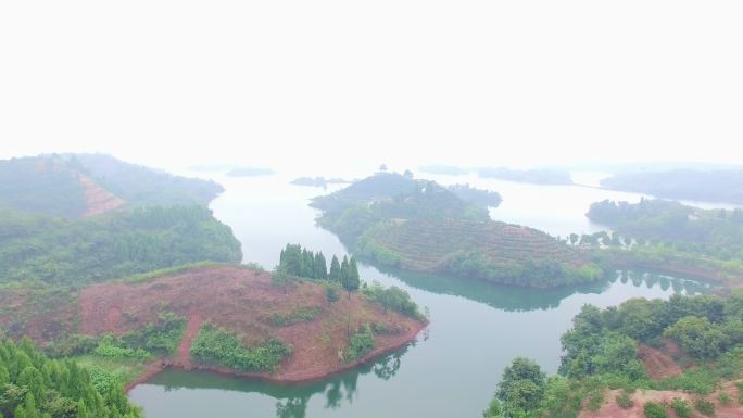 杭州千岛湖景观鸟瞰图4k