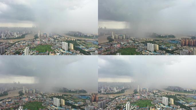 城市积雨云局部下雨