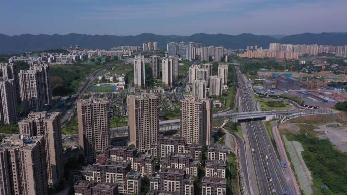 低空航拍蔡家城市发展建设繁荣空镜头