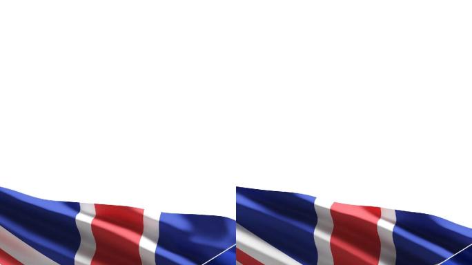 风中的英国和欧盟国旗在白色背景上隔离，带有复制空间