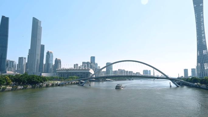 广州城市中心天际线和海心桥4K