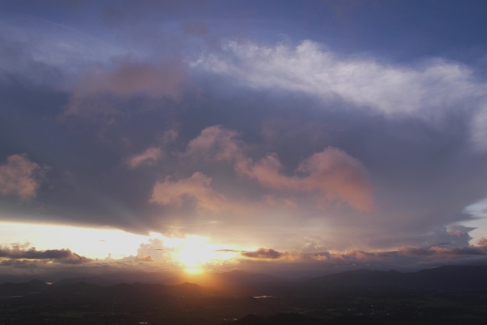 航拍夕阳延时，日落延时