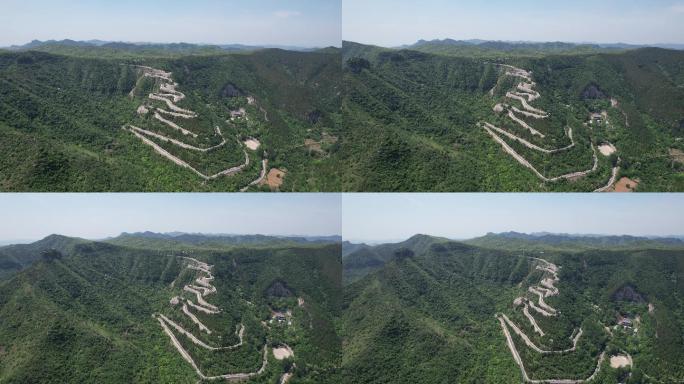 青州仰天山九龙盘蜿蜒山路夏日风景航拍