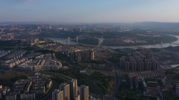 高空航拍重庆江北看蔡家全貌震撼空镜头