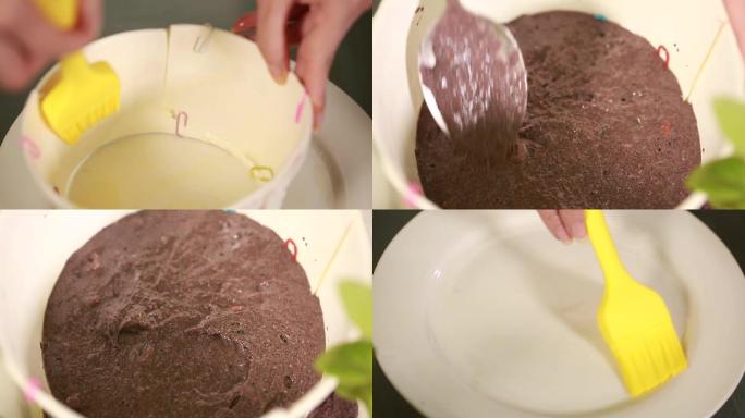 【镜头合集】纸壳模具刷油烤蛋糕  (1)