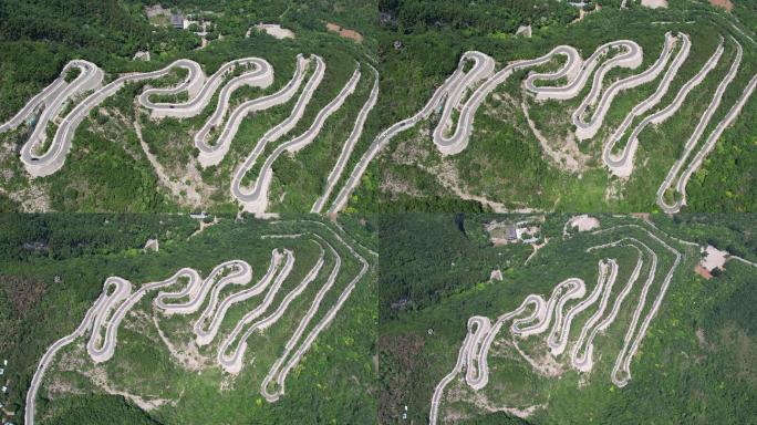 青州仰天山九龙盘蜿蜒山路夏日风景航拍