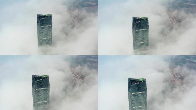 青岛城市中的平流雾航拍4K视频