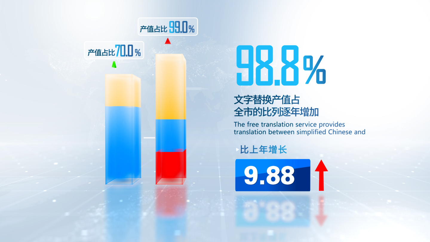 三维柱状图统计数据增长比例图AE模板