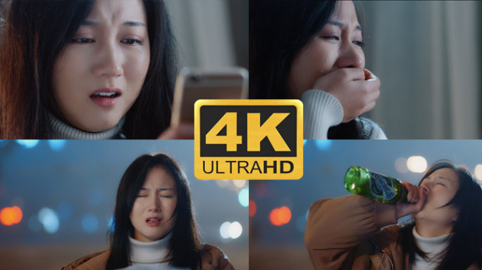 【原创】4K悲伤的女人哭泣视频素材