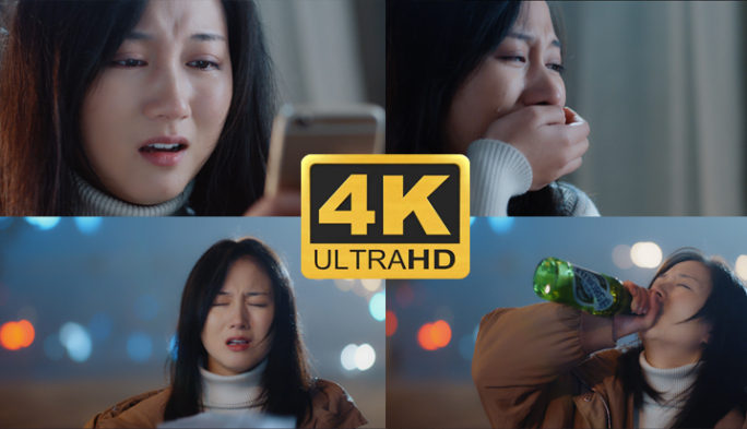 【原创】4K悲伤的女人哭泣视频素材