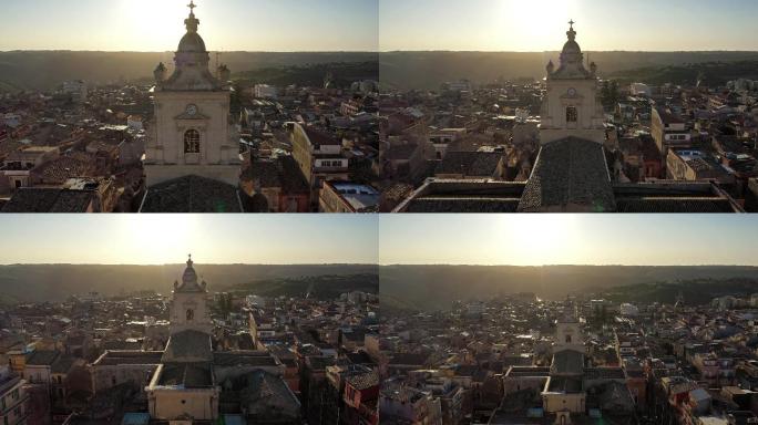4K实时：意大利西西里岛日落时的拉古萨·伊布拉城市风光