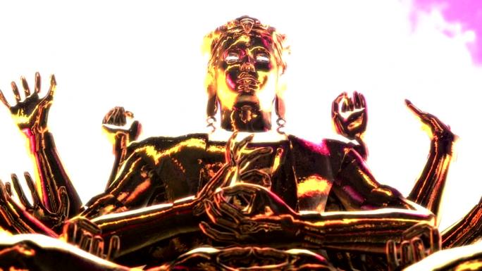 佛陀涅盘十六雕塑铜像金色仰视仰拍