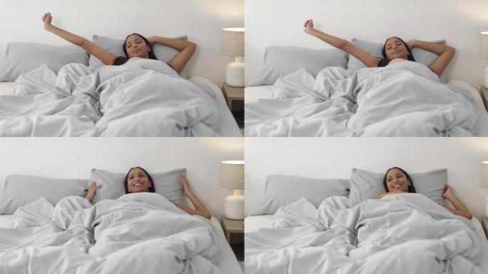 一名年轻女子早上在家休息的4k视频片段
