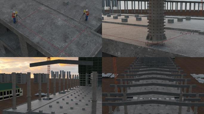 钢结构雨棚安装建筑三维动画