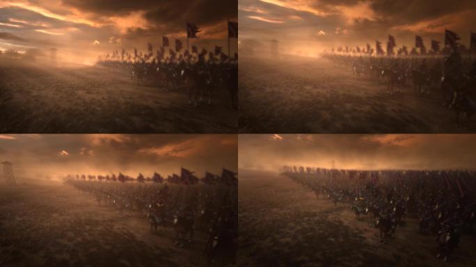 古代军队方阵 古代战争 三维画面
