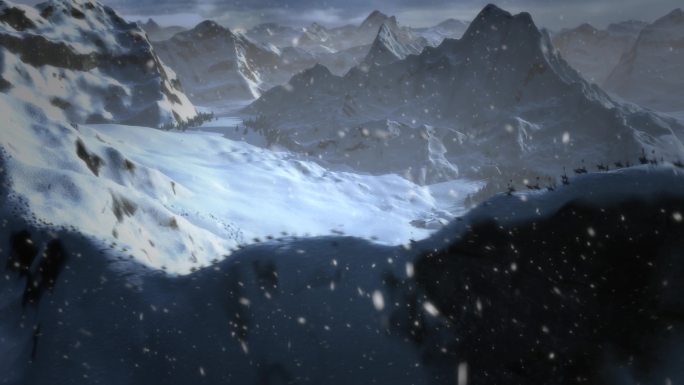 古代军队 雪中行军 雪山航拍 三维画面